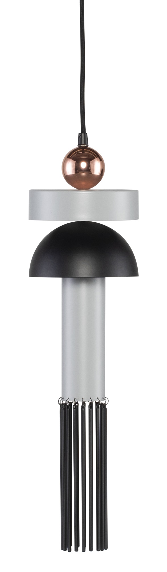 FLORA PENDANT LIGHTING in CONCRETE GREY METAL with COPPER ACCENT