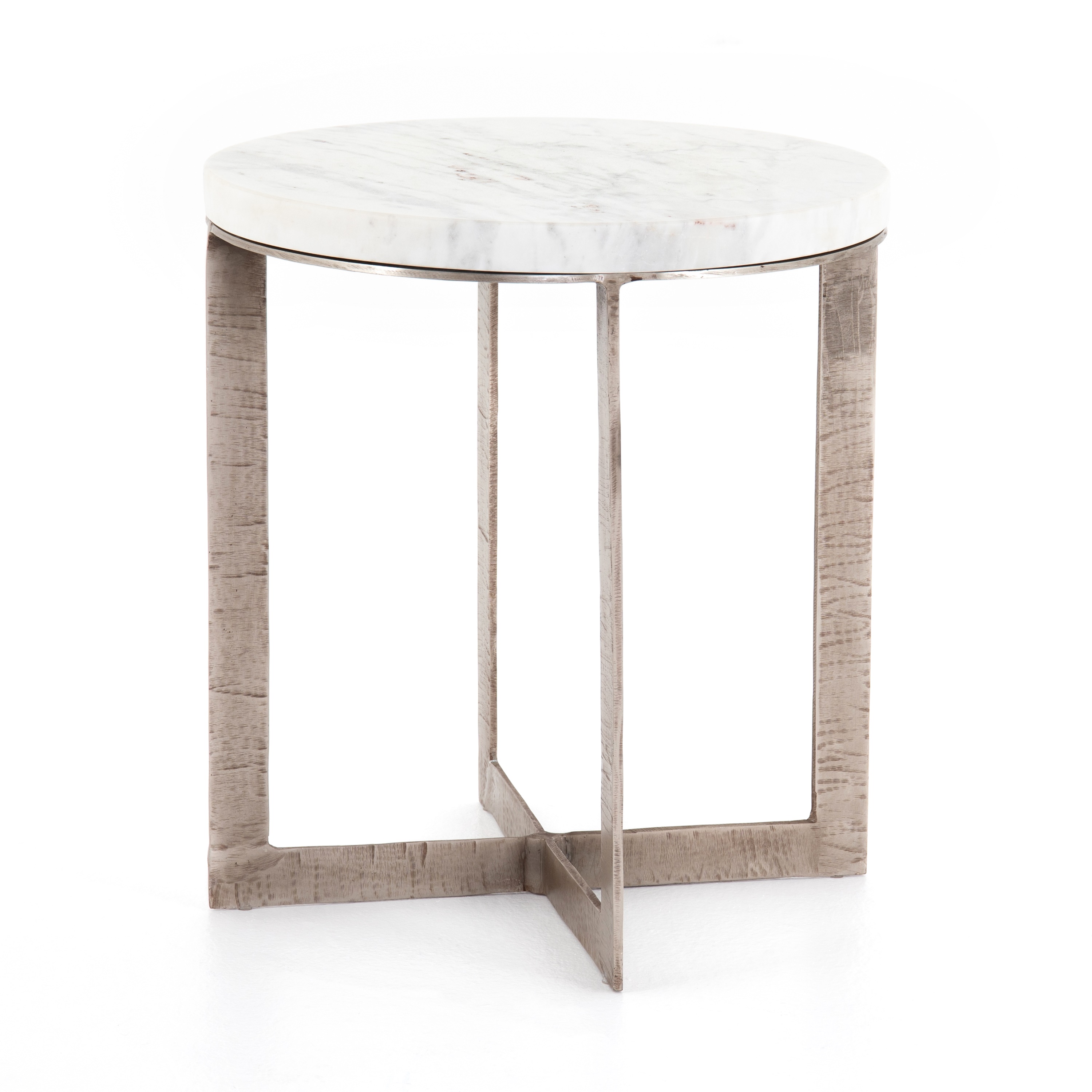 Lennie Round Nightstand In Brushed Nickel