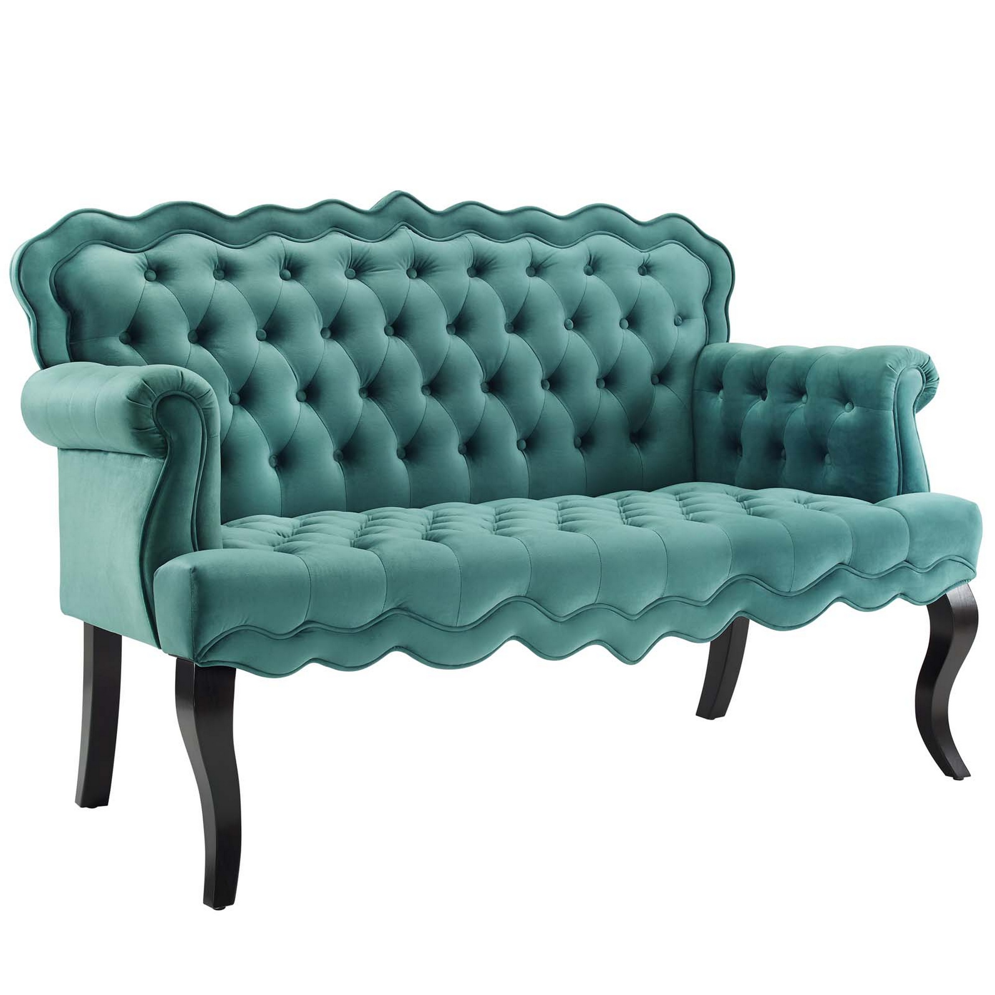 Kayhart Chesterfield Button Tufted Loveseat Performance Velvet Settee In Teal