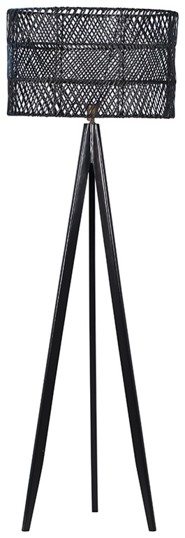 PARTAS FLOOR LAMP BLACK in BLACK STAINED BASE WITH BLACK SHADE