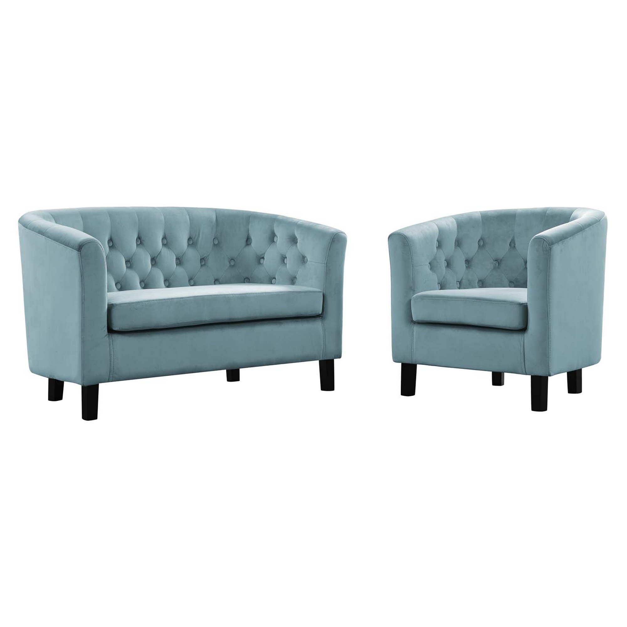 Sullivan 2 Piece Performance Velvet Loveseat And Armchair Set In Sea Blue