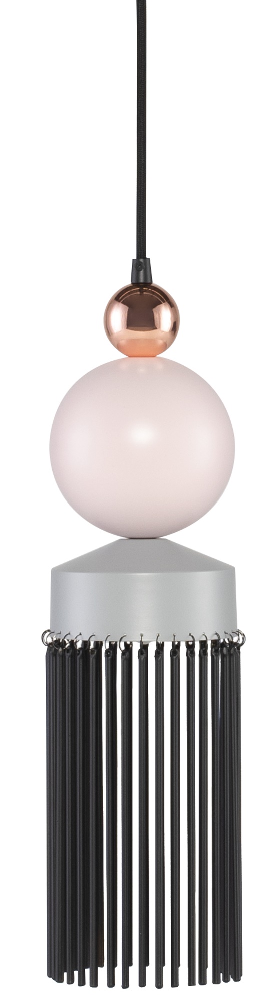 FABIOLA PENDANT LIGHTING in CONCRETE GREY METAL with COPPER ACCENT