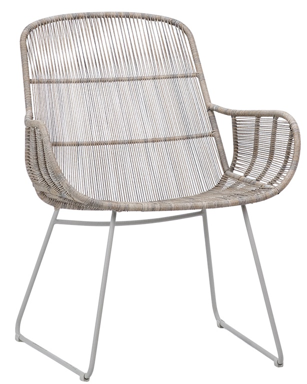 ANTON OCCASIONAL CHAIR in TAN WEAVE AND WHITE POWDER COAT METAL COLOR