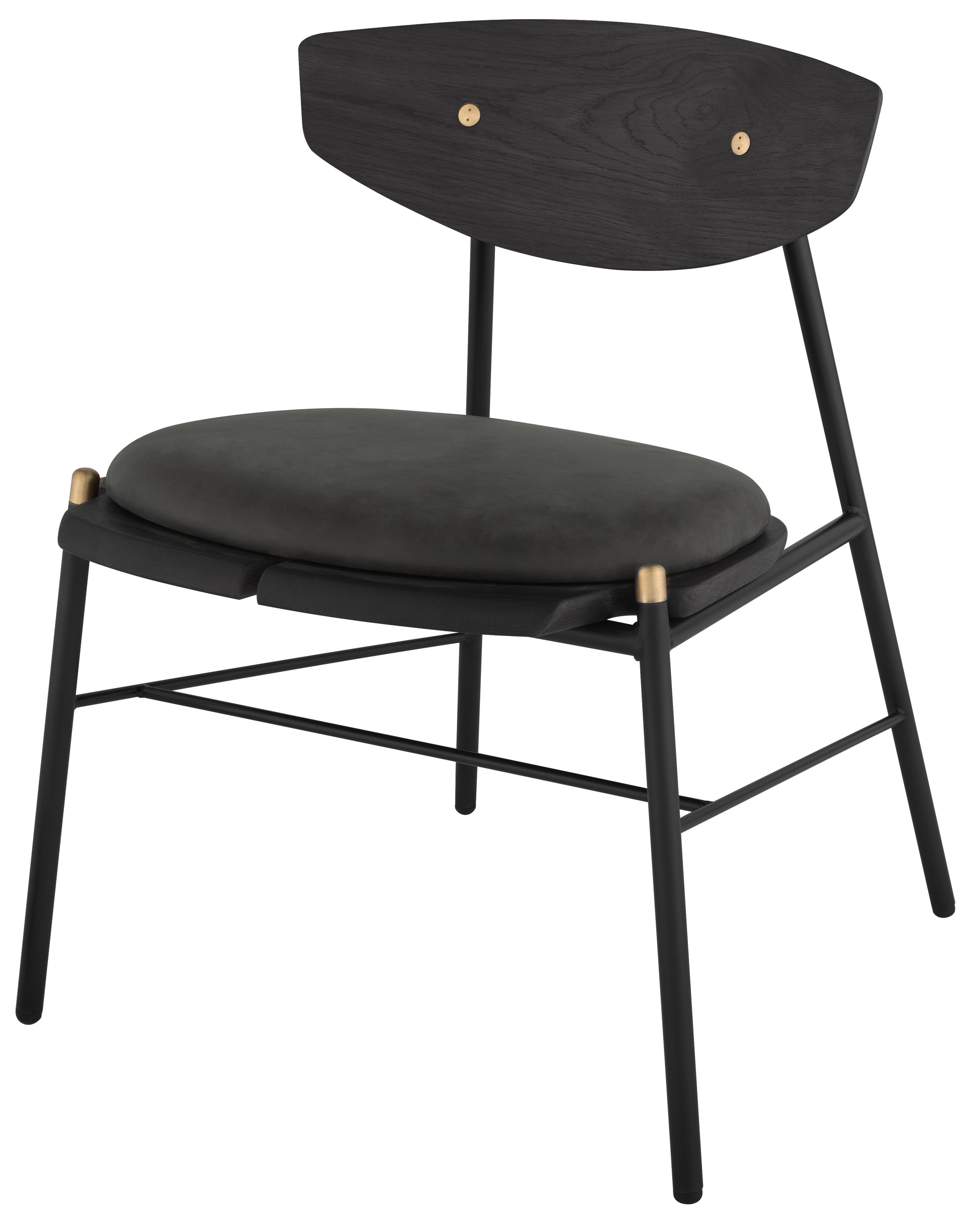 KINK DINING CHAIR in STORM BLACK LEATHER with BLACK BACKREST