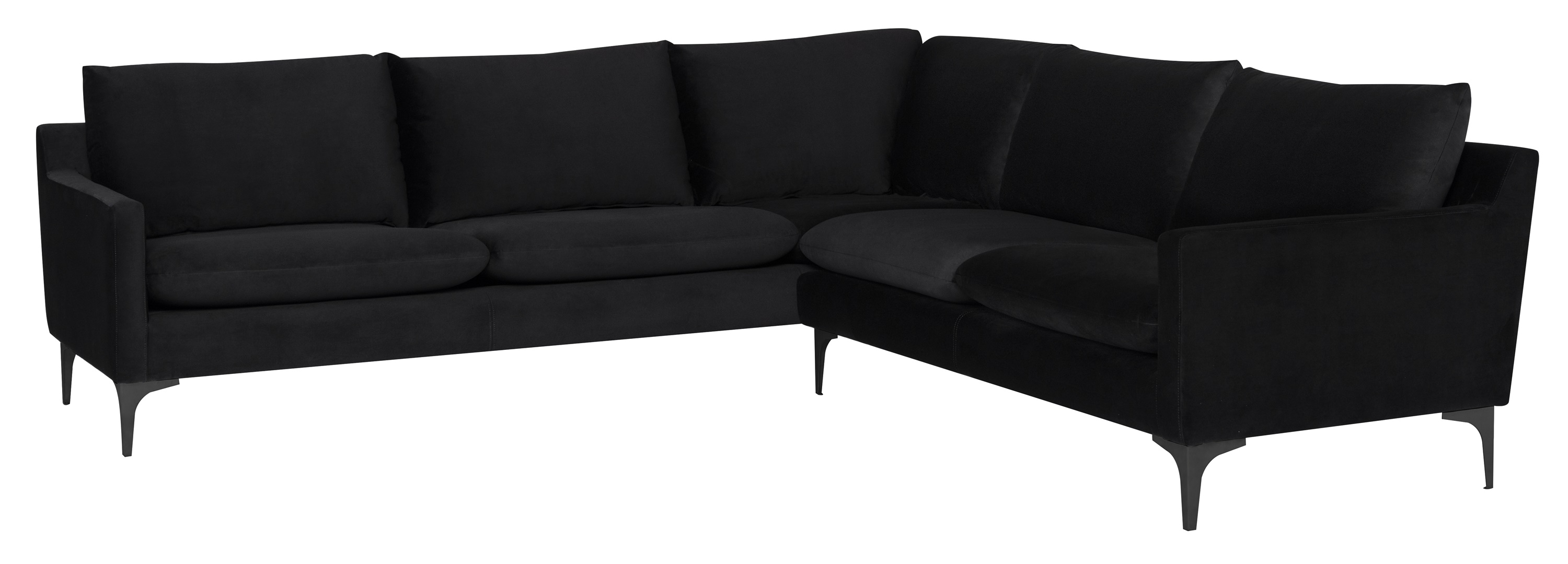 ANDERS SECTIONAL SOFA in BLACK FABRIC with BLACK LEGS