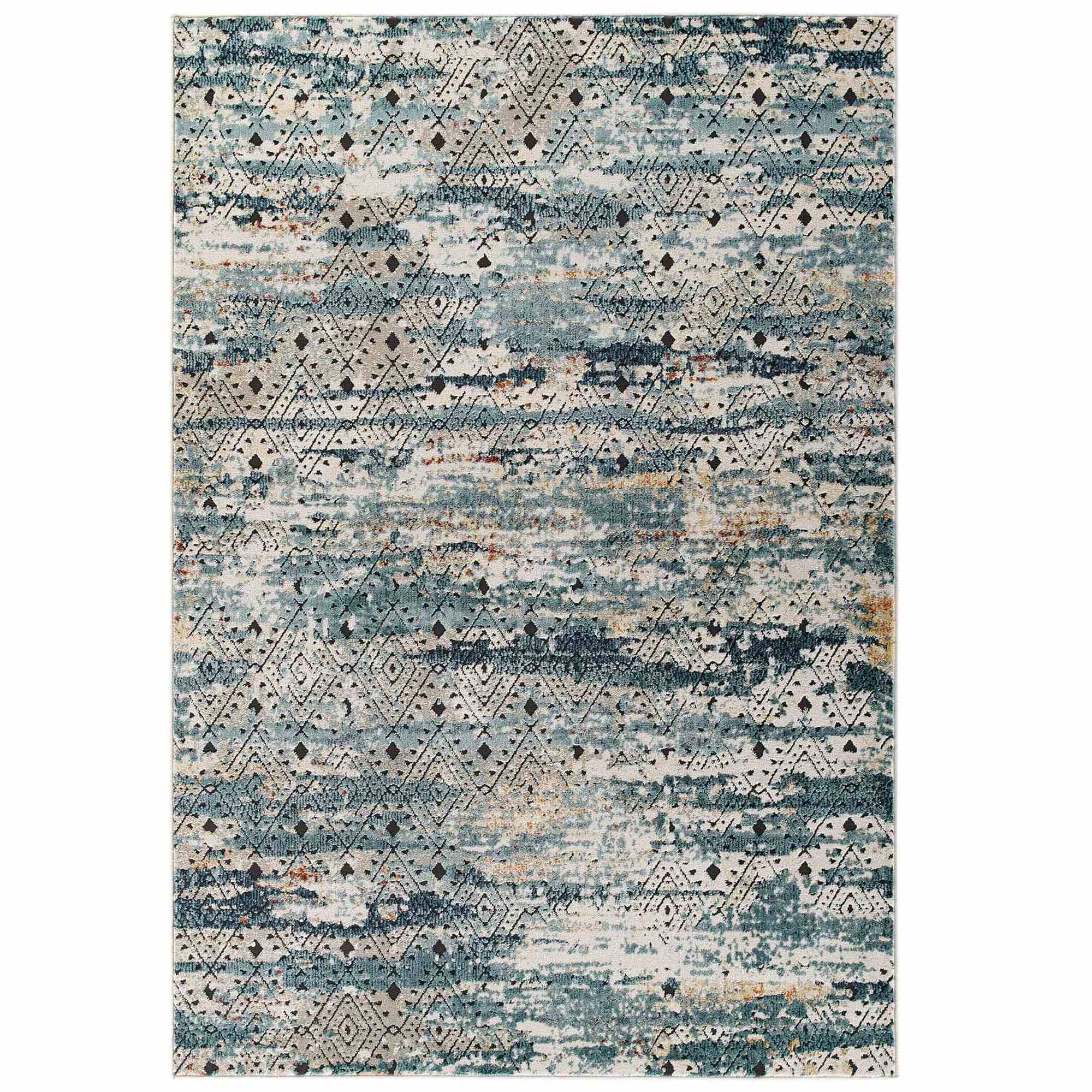 Preston Eisley Rustic Distressed Transitional Diamond Lattice 5X8 Area Rug In Multicolored