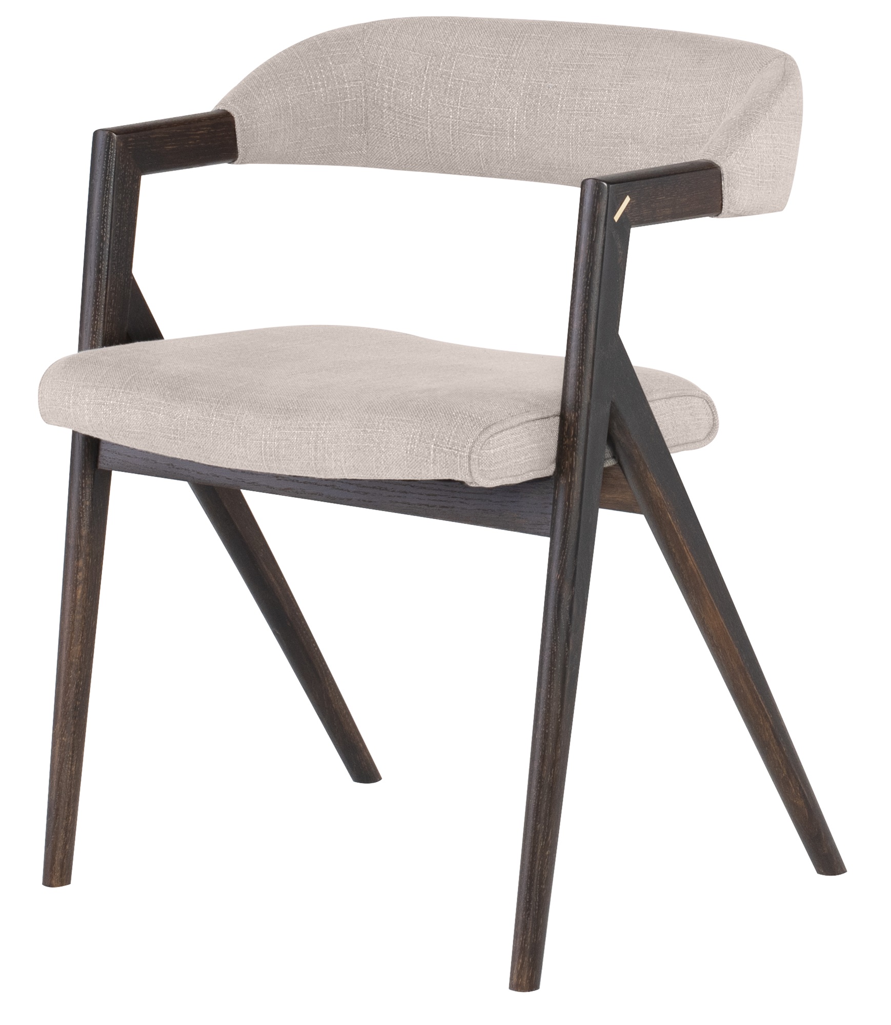 ANITA DINING CHAIR in BEIGE FABRIC with SEARED FRAME