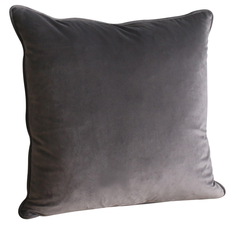 VELVET PILLOW W/ DOWN FILL PERF FABRIC in SKY GREY