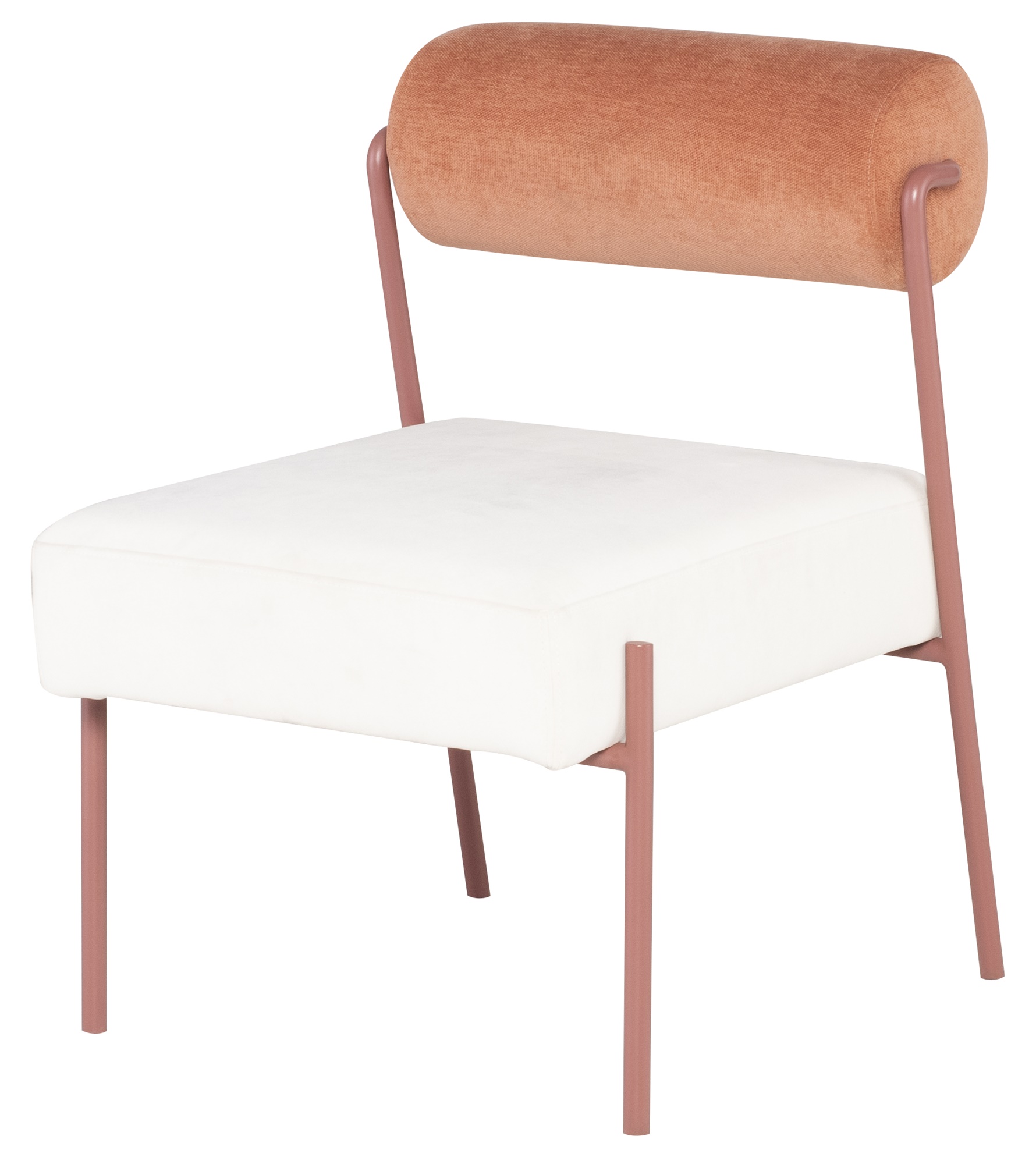 MARNI DINING CHAIR in OYSTER FABRIC with RUST FRAME