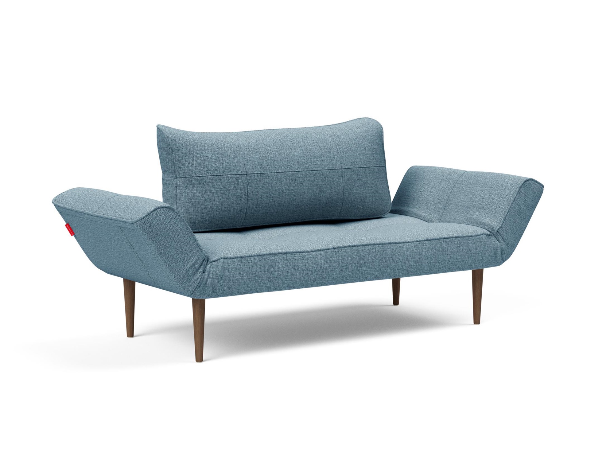 ZEAL SOFA BED in MIXED DANCE LIGHT BLUE FABRIC WITH Dark Wood LEGS 525