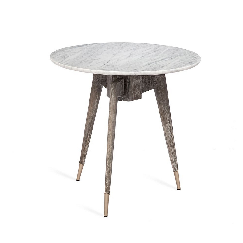 Bijou Marble Side Table in Carrara Marble and Grey Wash Oak