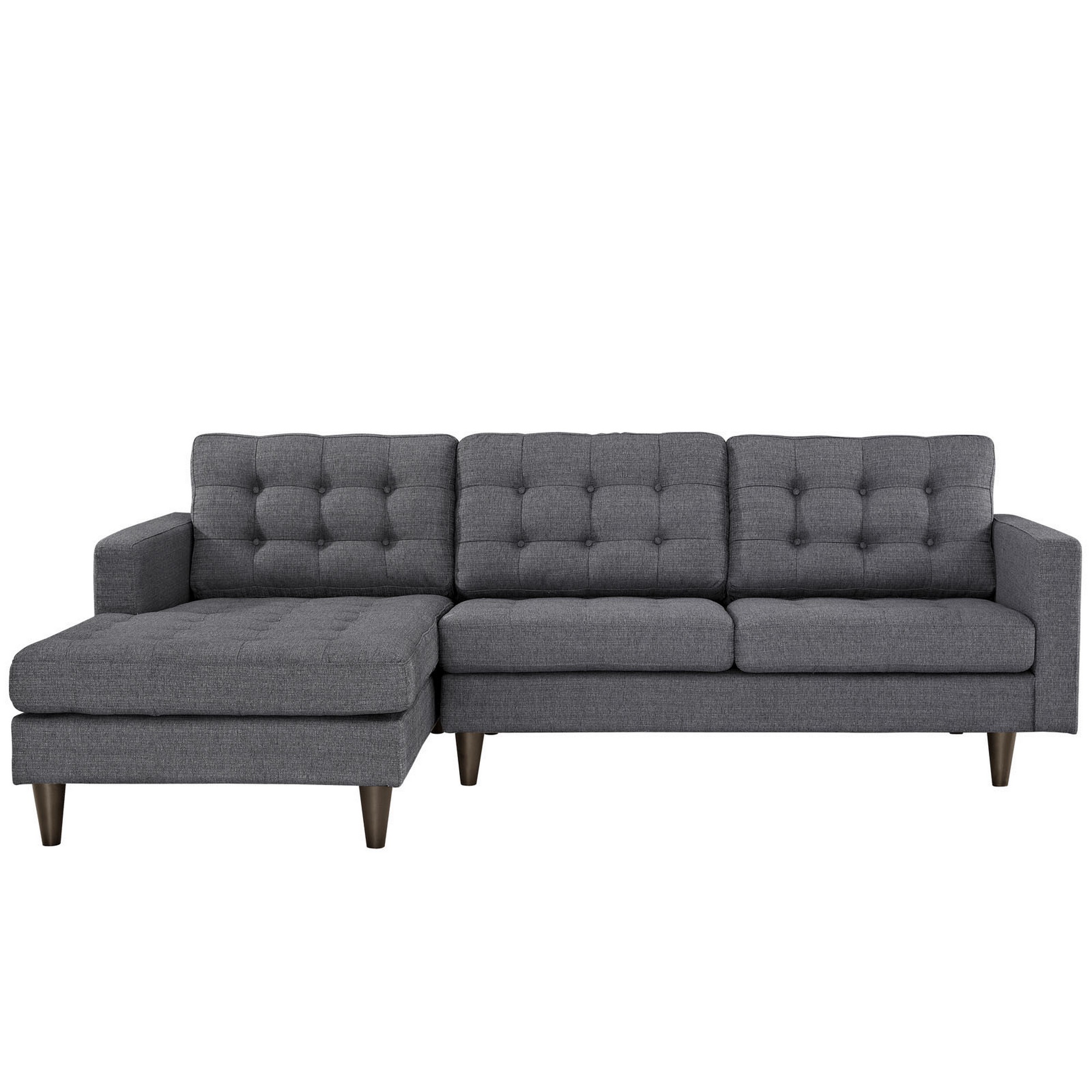 Elizabeth Left-Facing Upholstered Fabric Sectional Sofa In Gray