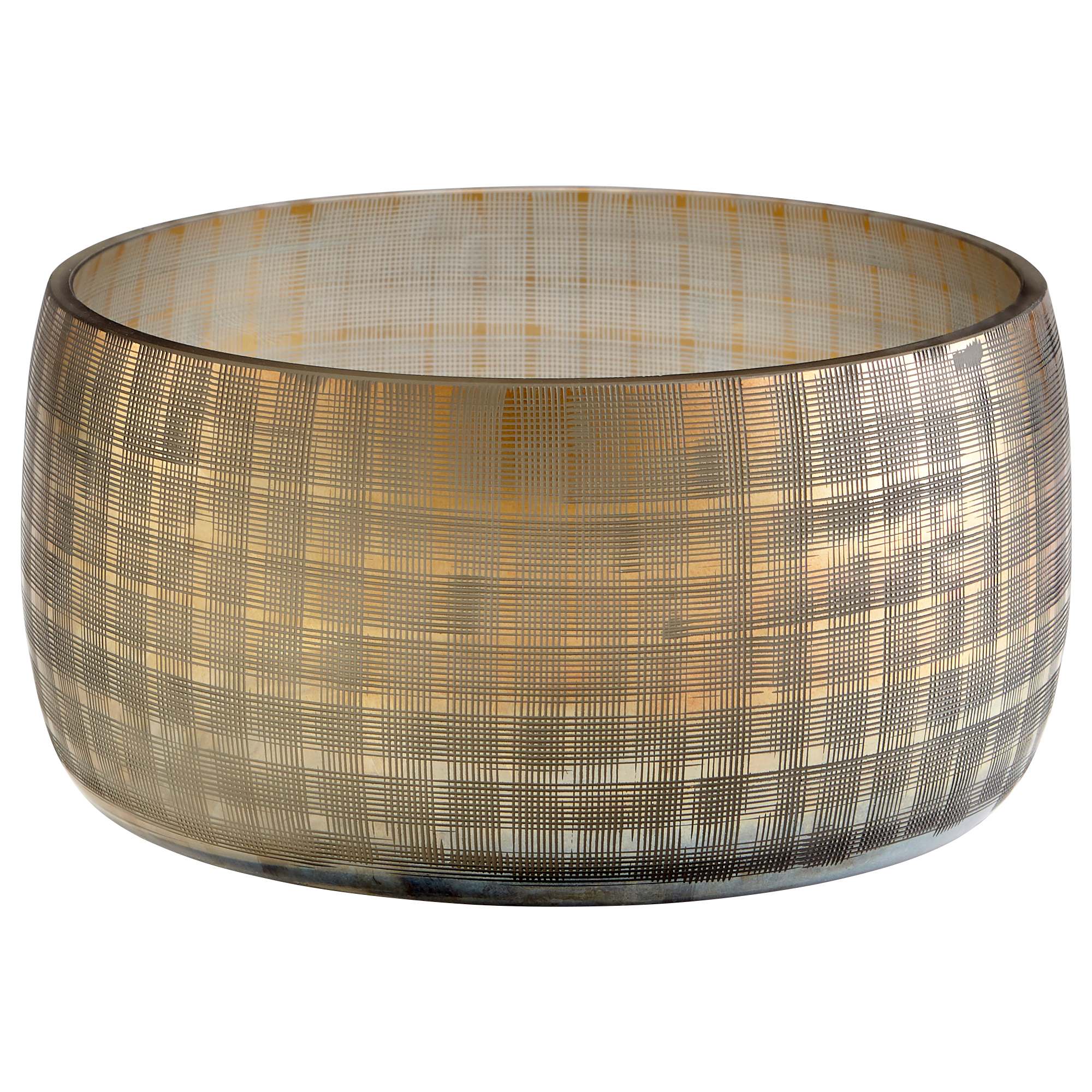 Gradient Grid Vase In Combed Irridescent Gold