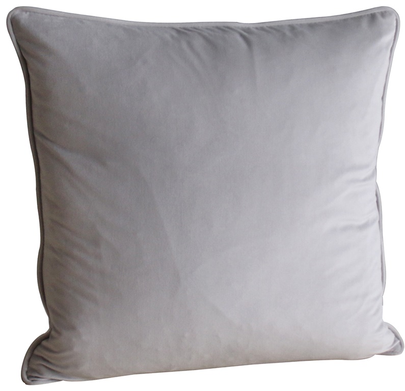 VELVET PILLOW W/ DOWN FILL PERF FABRIC in LIGHT GREY