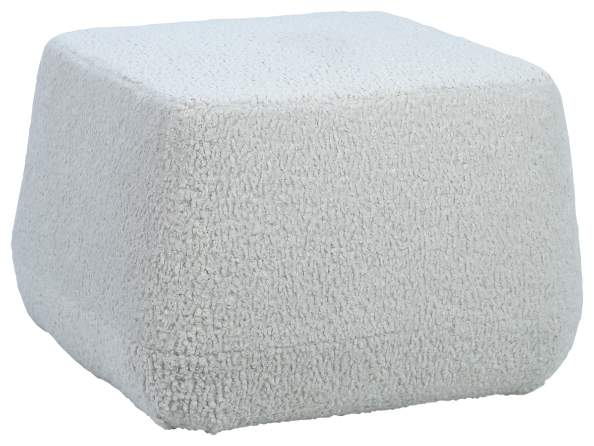 NIXON SQUARE OTTOMAN in NATURAL FAUX SHEEPSKIN UPHOLSTERY