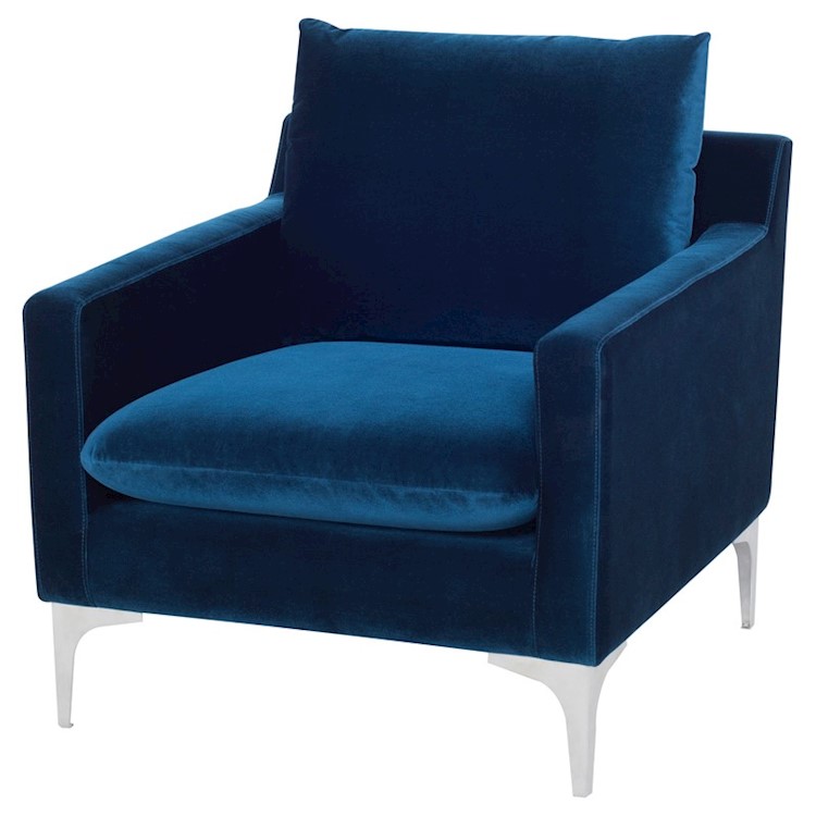 ANDERS TRIPLE SEAT SOFA IN MIDNIGHT BLUE FABRIC SEAT