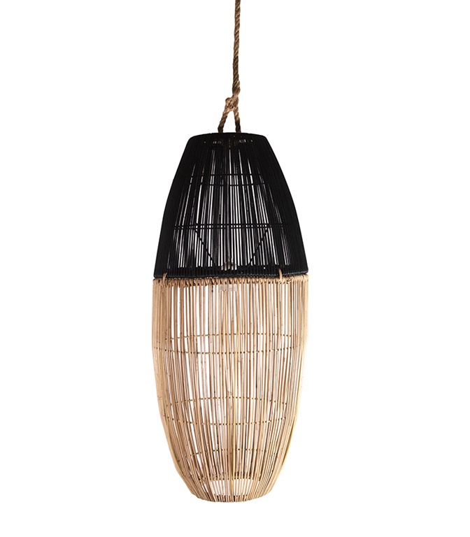 ELVIS HANGING LAMP OVAL SHAPE in BLACK AND NATURAL