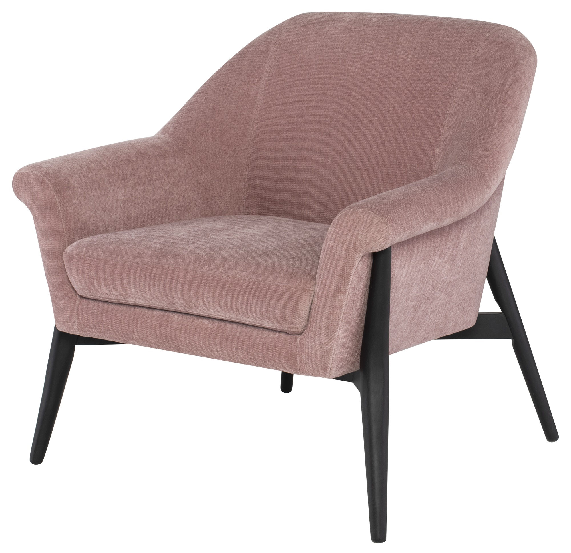 CHARLIZE OCCASIONAL CHAIR in DUSTY ROSE FABRIC with BLACK LEGS