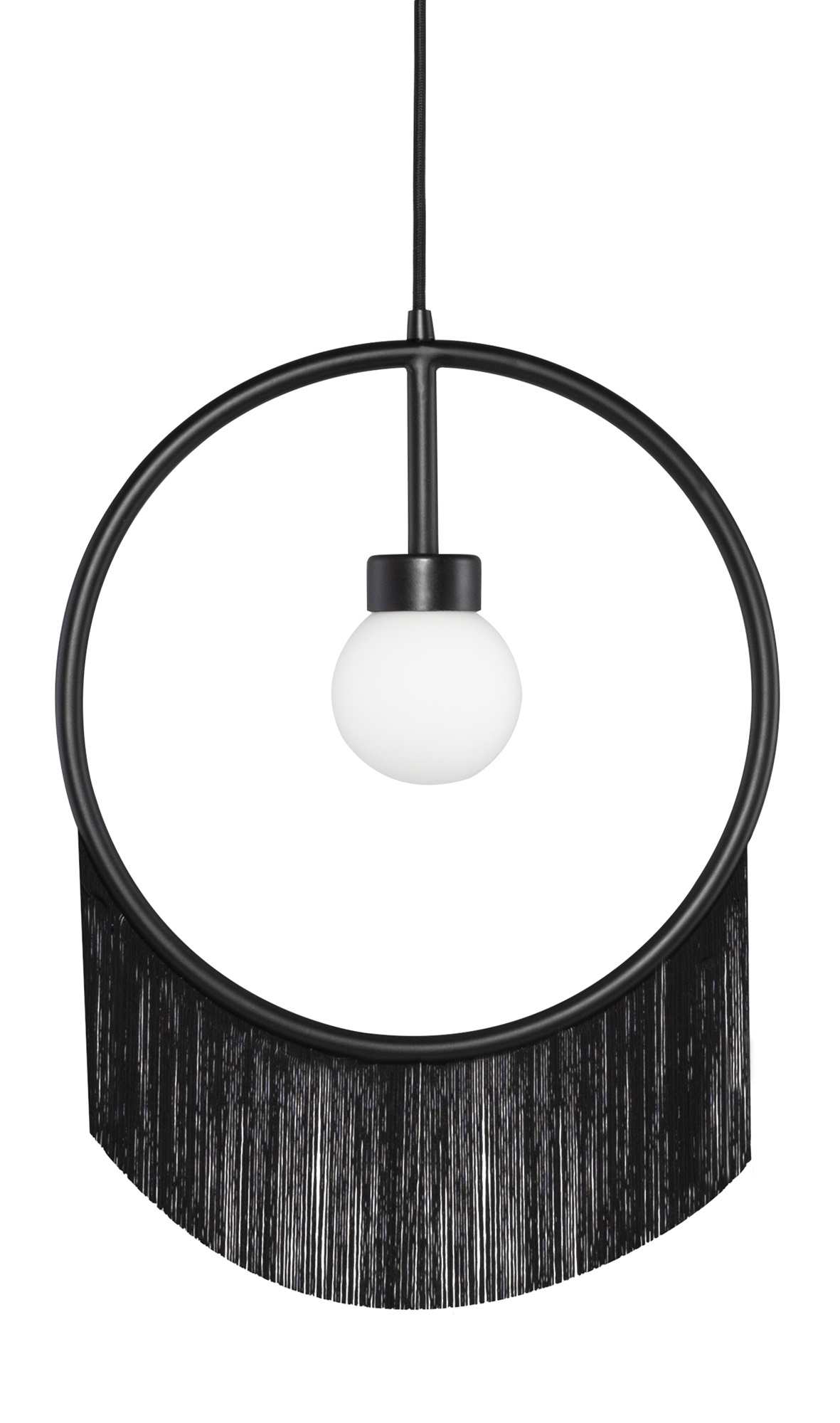 BLANCA PENDANT LIGHTING in BLACK FABRIC with BLACK FIXTURE