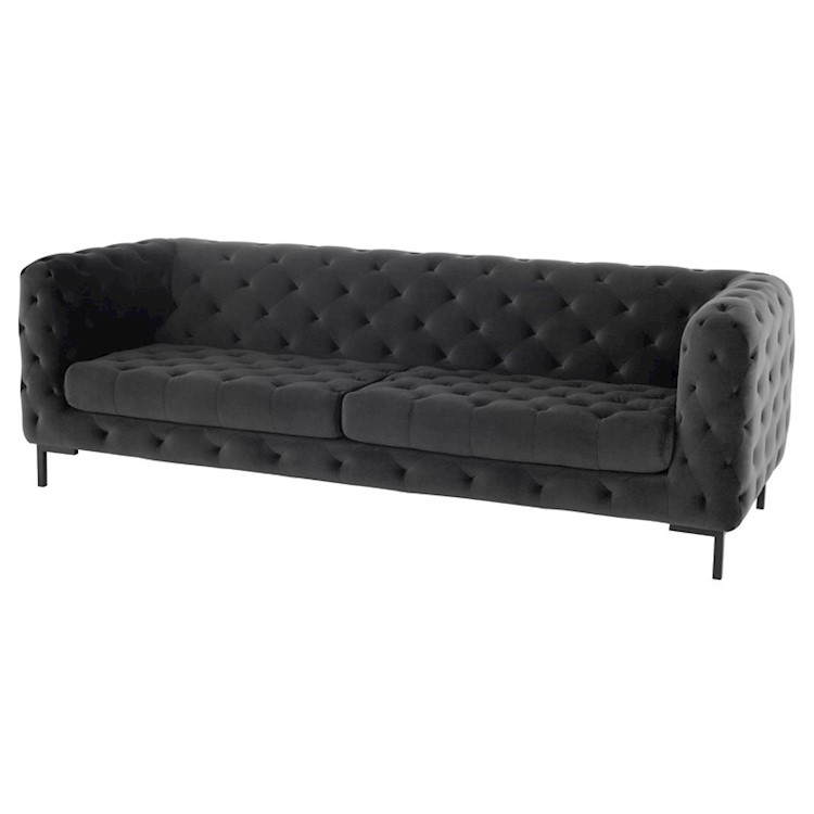 Tufty Triple Seat Sofa In Shadow Grey Fabric And Black Metal