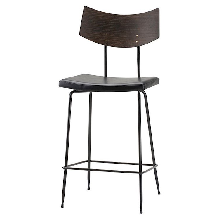 SOLI BLACK  LEATHER COUNTER STOOL