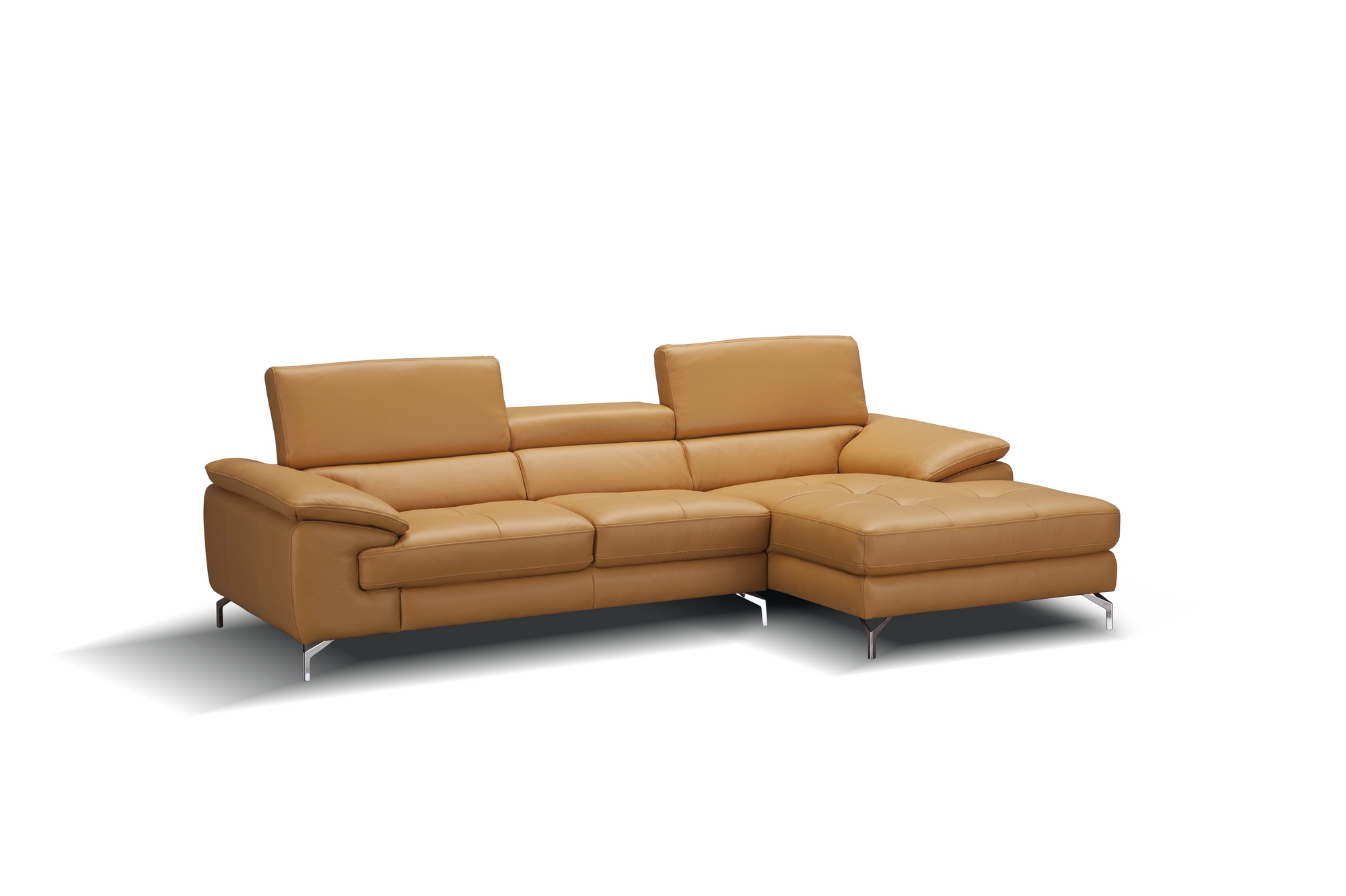 Jett Italian Leather Mini Sectional Right Facing Chaise in Freesia