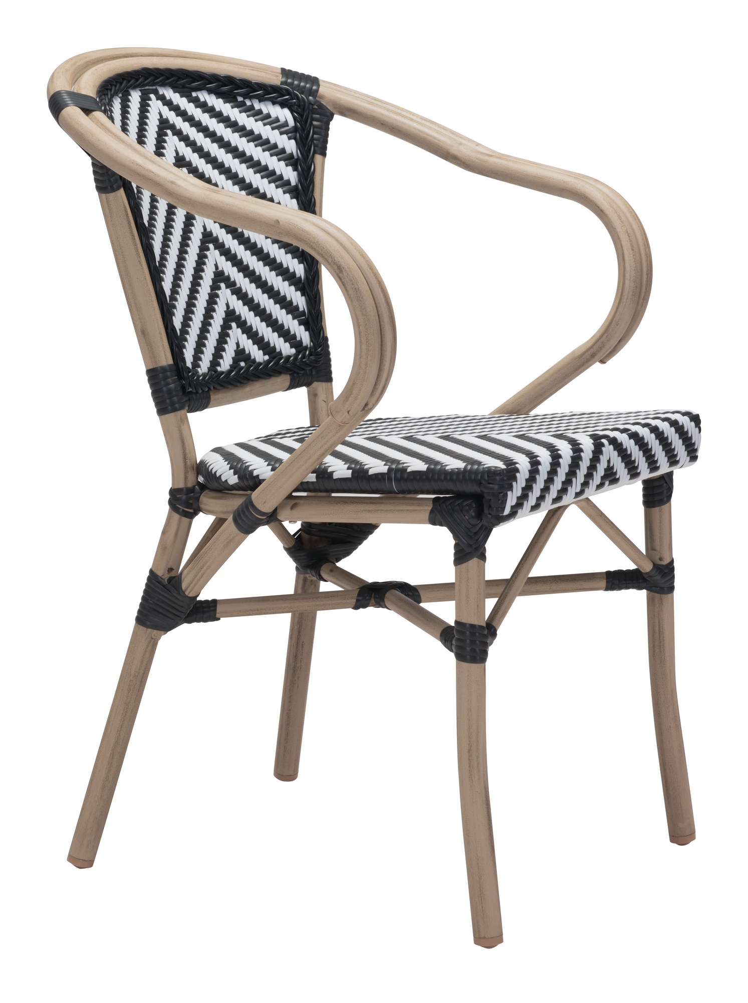 Paris Outdoor Dining Arm Chair In Black & White