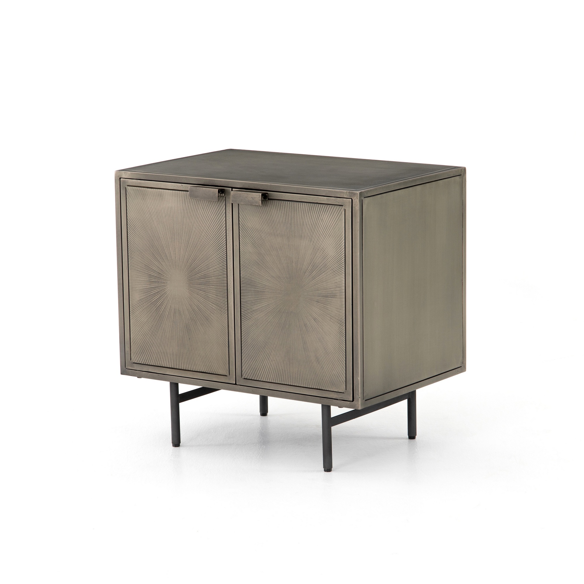 Sunburst Cabinet Nightstand In Nickel