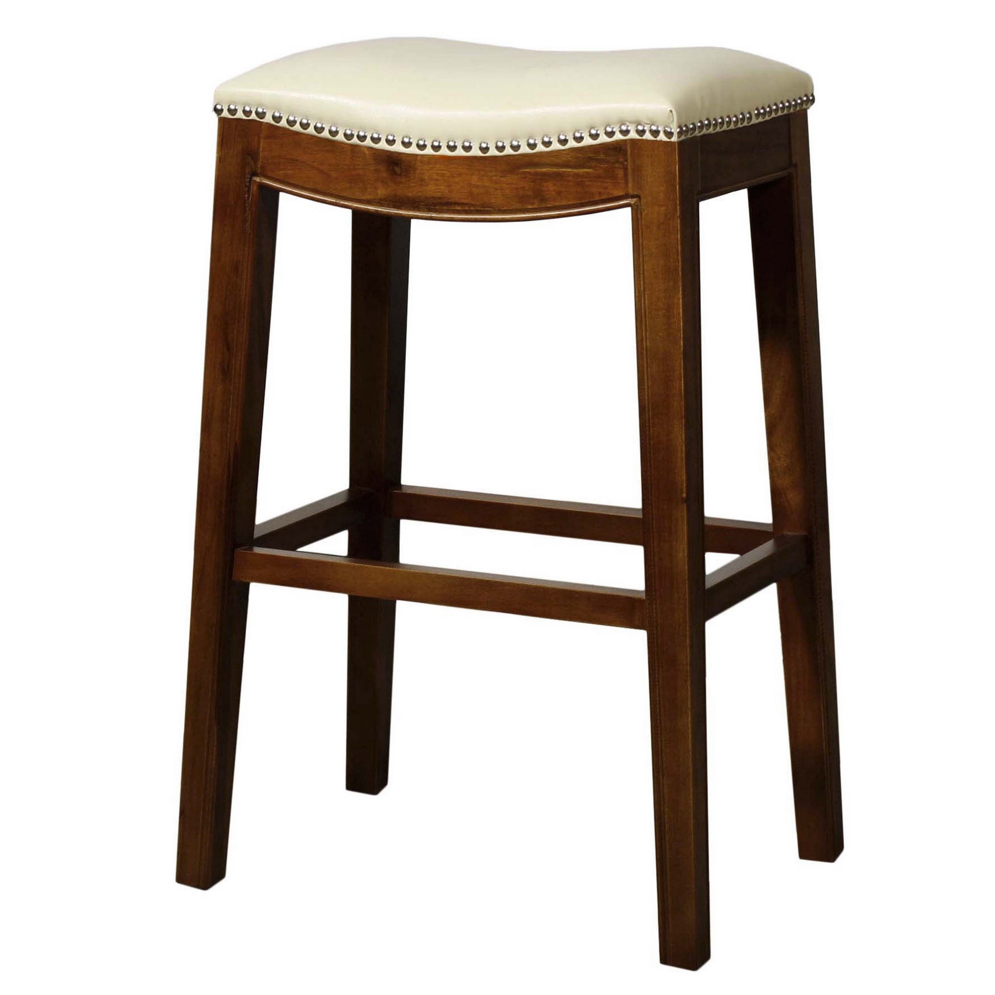 Elmo Bonded Leather Bar Stool In Ivory