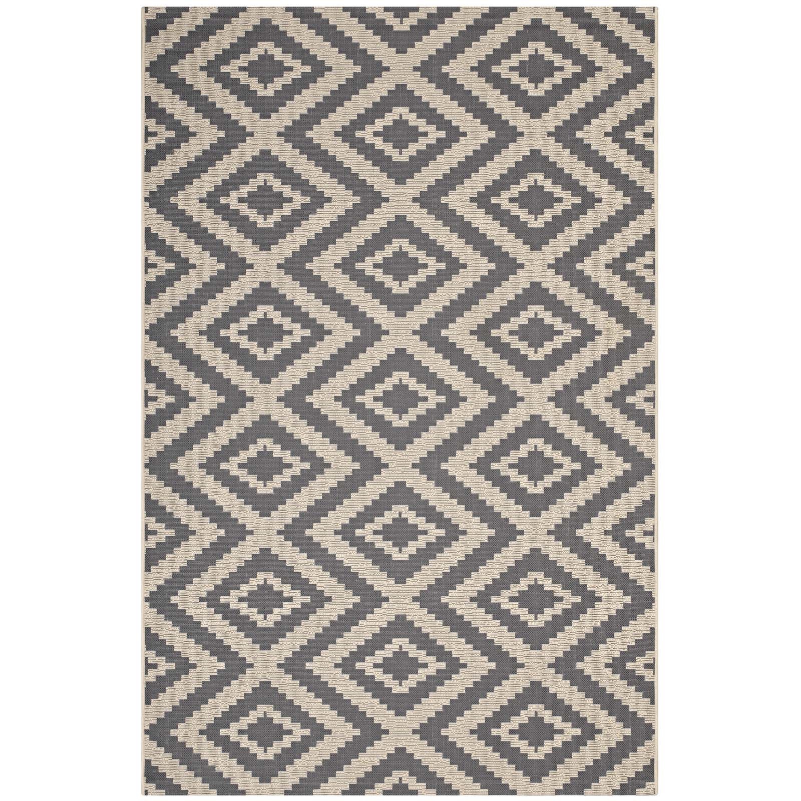 Leppla Geometric Diamond Trellis 4X6 Indoor And Outdoor Area Rug In Gray And Beige