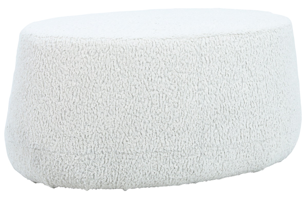 NIXON OVAL OTTOMAN in NATURAL FAUX SHEEPSKIN UPHOLSTERY