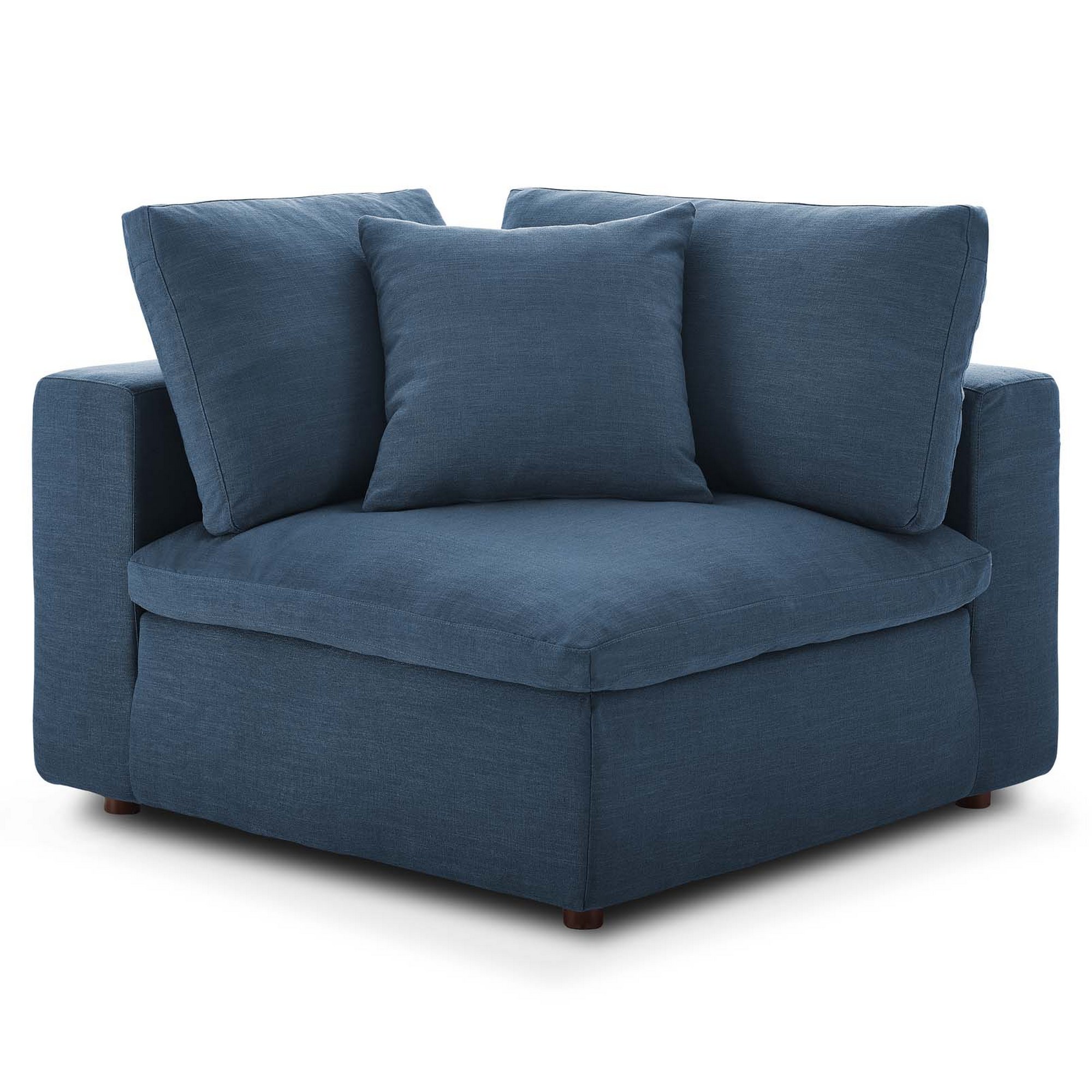 Zaine Down Filled Overstuffed Corner Chair In Azure