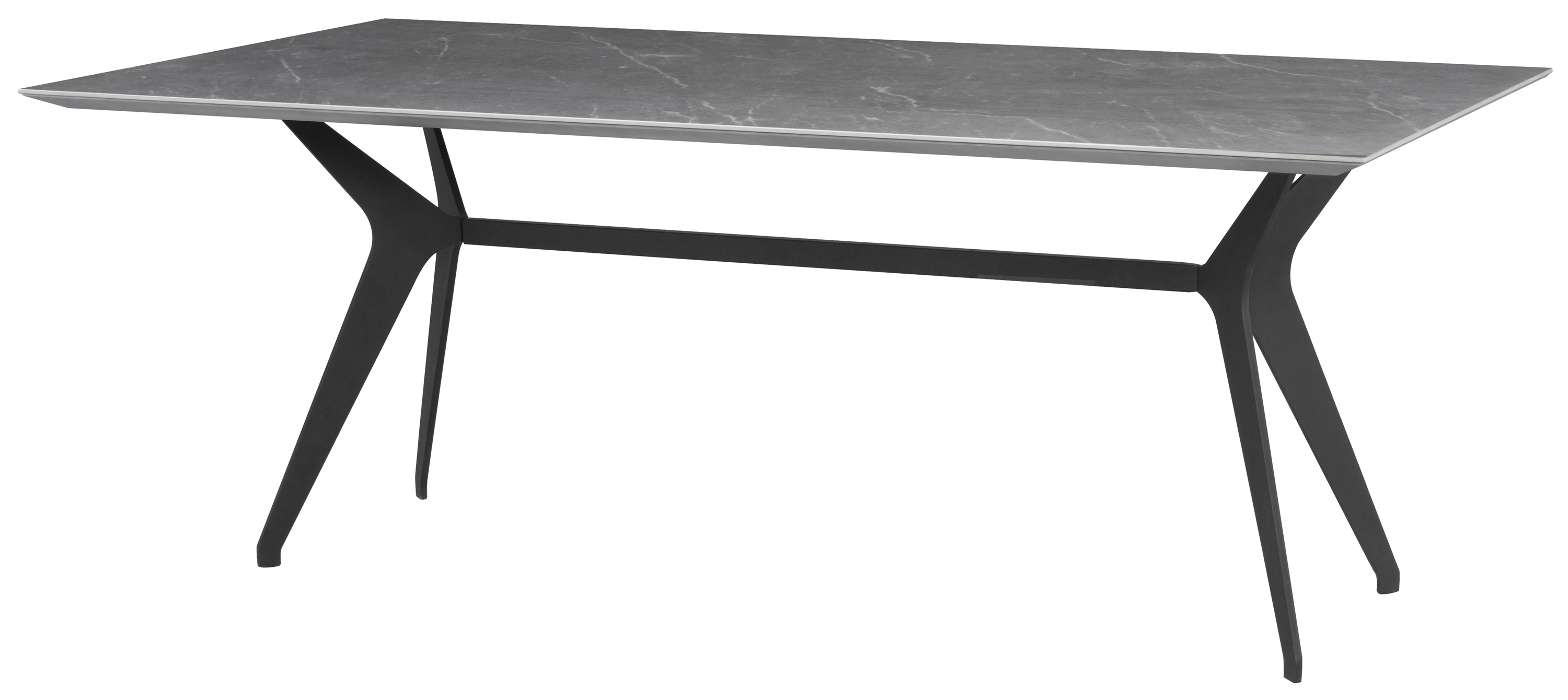 DANIELE DINING TABLE in GREY CERAMIC with BLACK LEGS