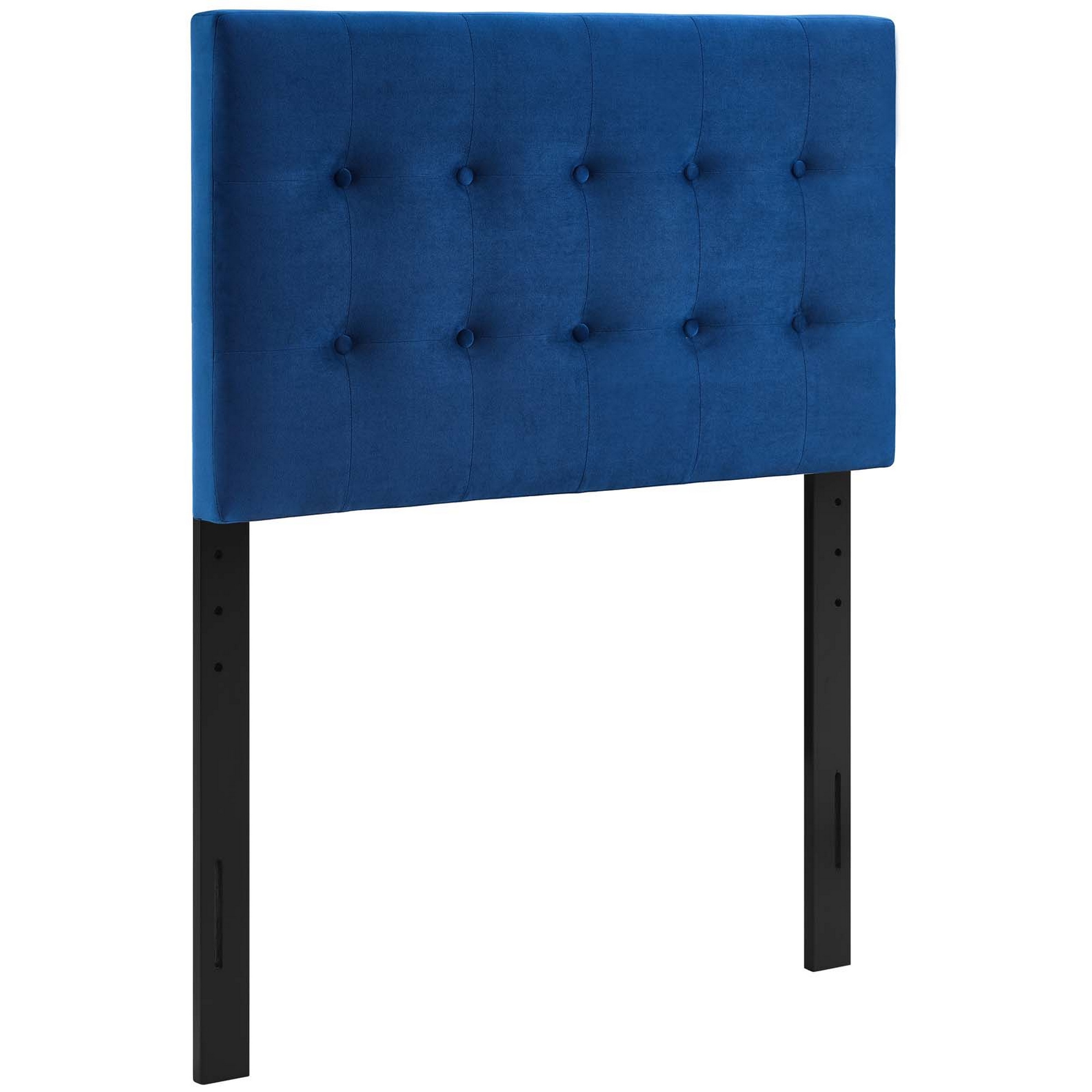 Leopold Twin Biscuit Tufted Performance Velvet Headboard In Navy