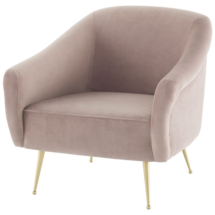 Lucie Occasional Chair In Blush Fabric And Gold Metal