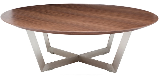 Daley Round Coffee Table - stainless/Walnut