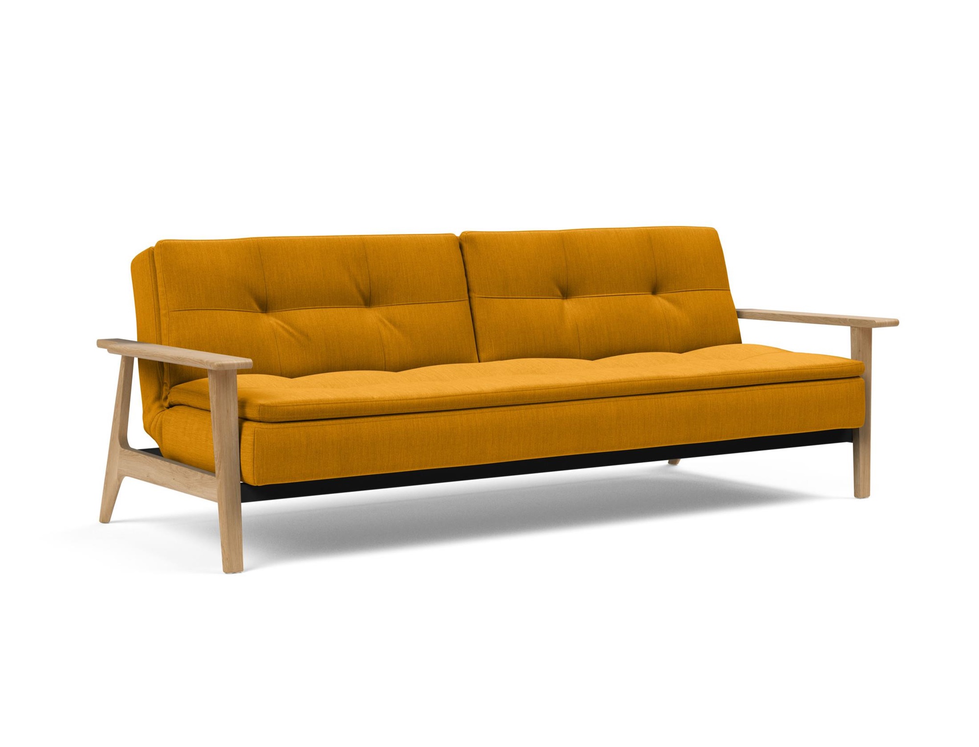 DUBLEXO FREJ SLEEPER SOFA in 507 ELEGANCE BURNT CURRY FABRIC WITH Lacquered Oak LEGS 507