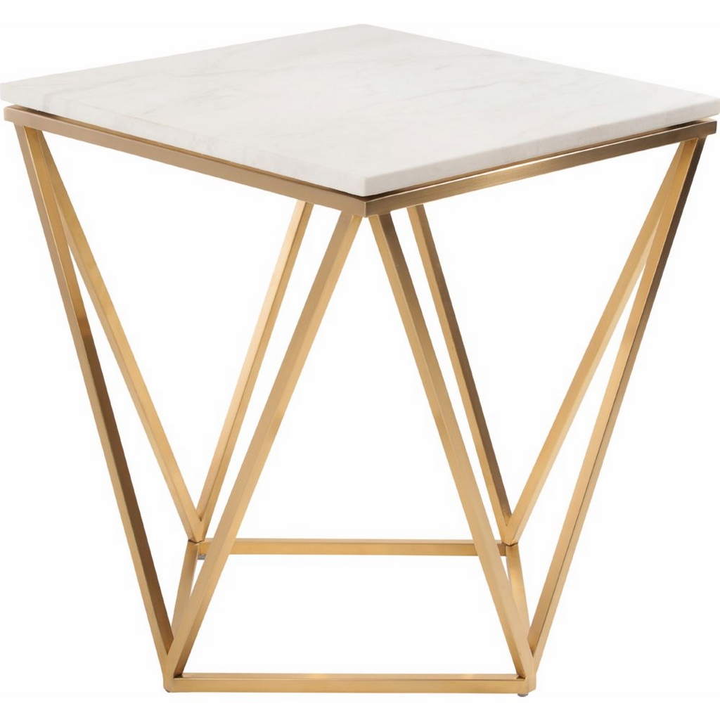 Sambac Side Table, White & Gold