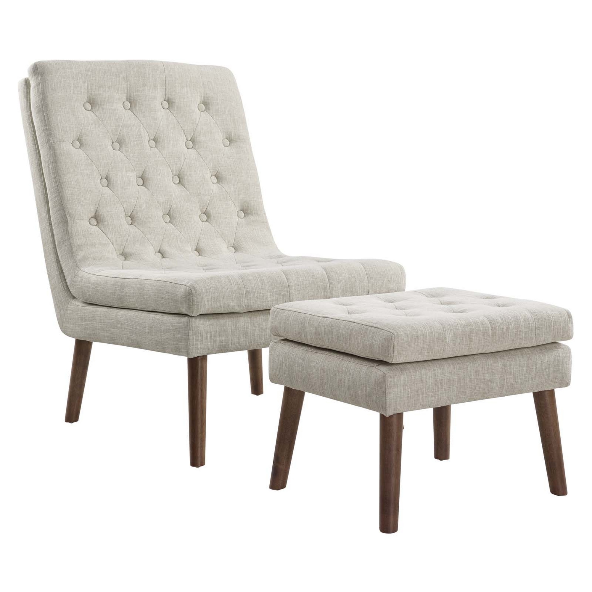 Murrin Upholstered Lounge Chair And Ottoman In Beige