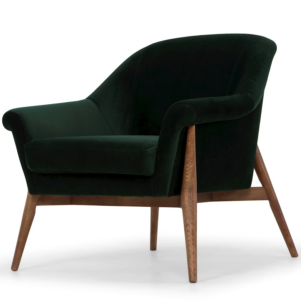 CHARLIZE SINGLE SEAT SOFA IN EMERALD GREEN FABRIC SEAT