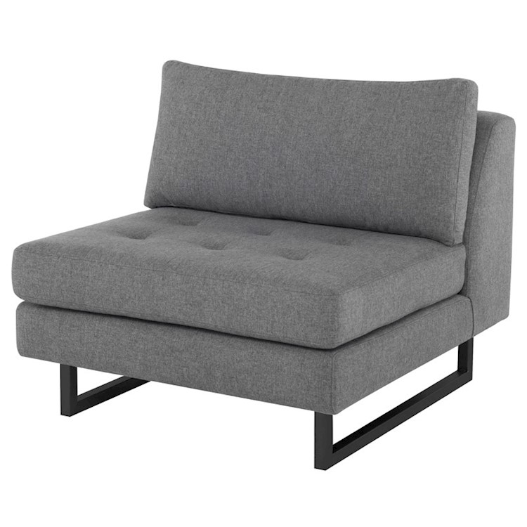 Janis Seat Armless Sofa In Shale Grey Fabric And Black Metal