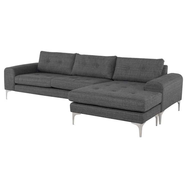 COLYN SECTIONAL SOFA IN DARK GREY TWEED FABRIC SEAT