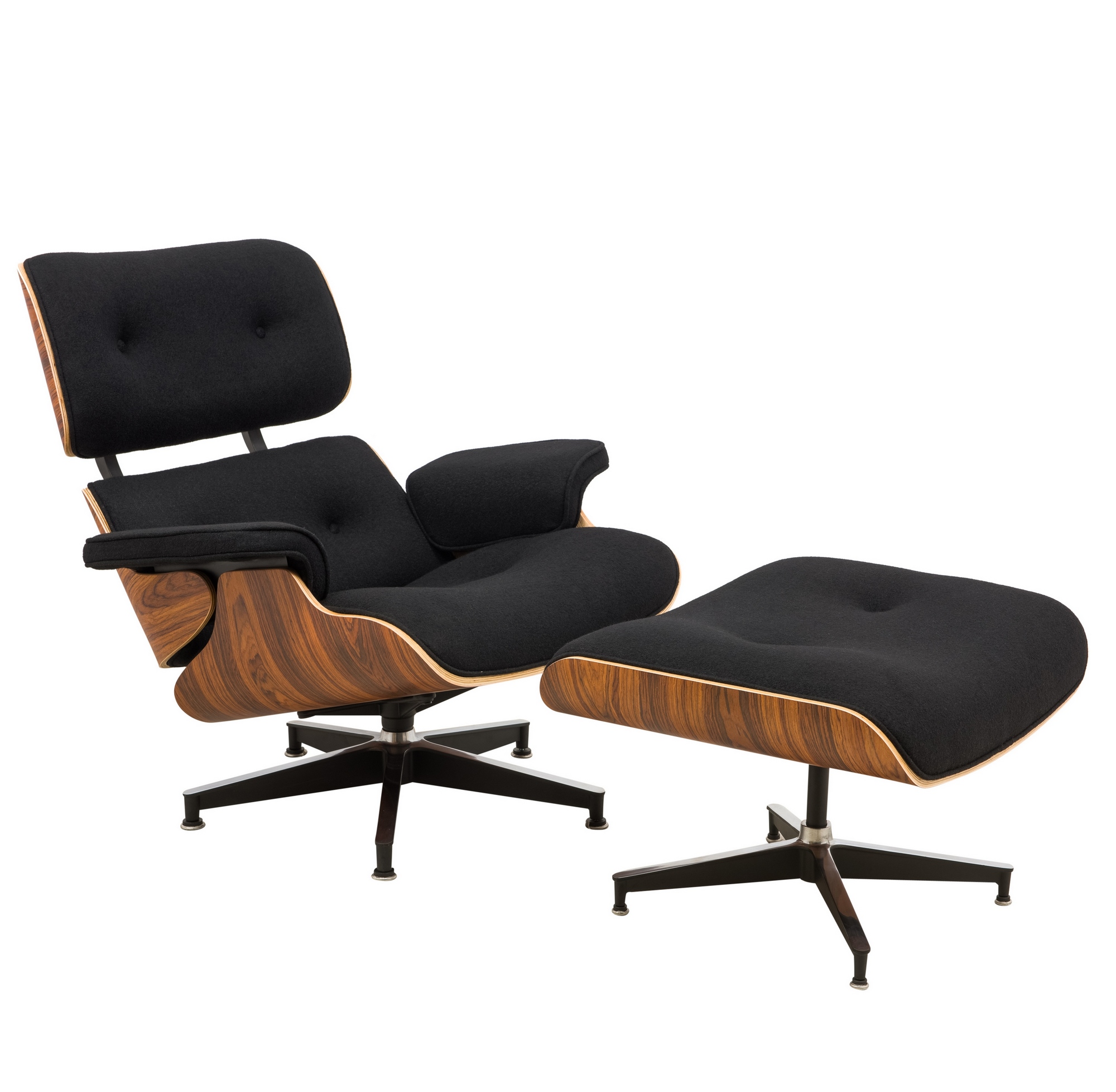 REYS LOUNGE CHAIR & OTTOMAN - BLACK WOOL