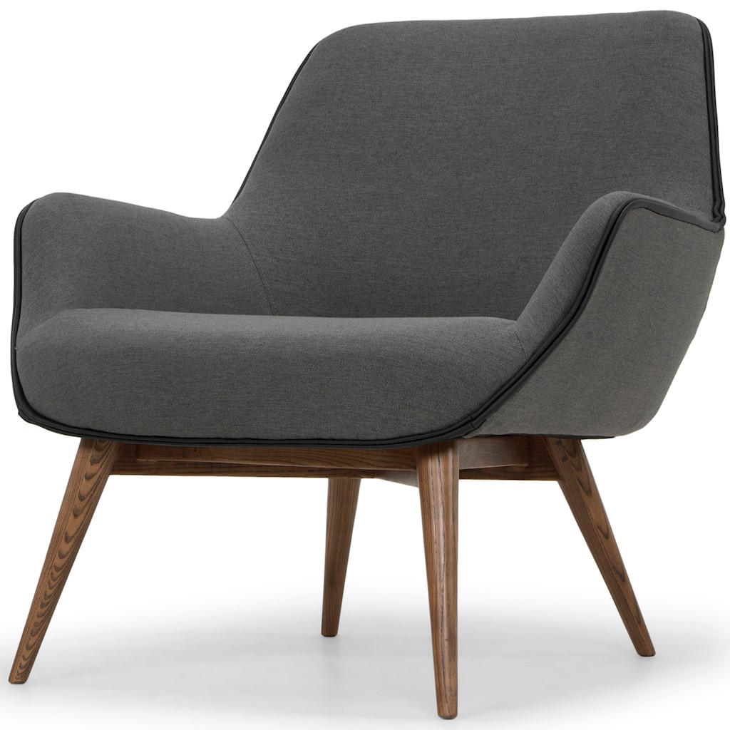 GRETCHEN SINGLE SEAT SOFA IN SLATE GREY FABRIC SEAT