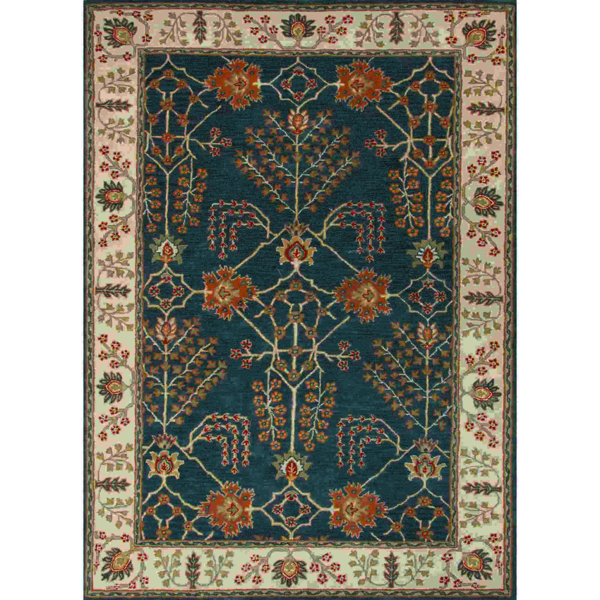 Poeme Chambery 8x10 Rectangle Rug in Dark Blue & Lily White