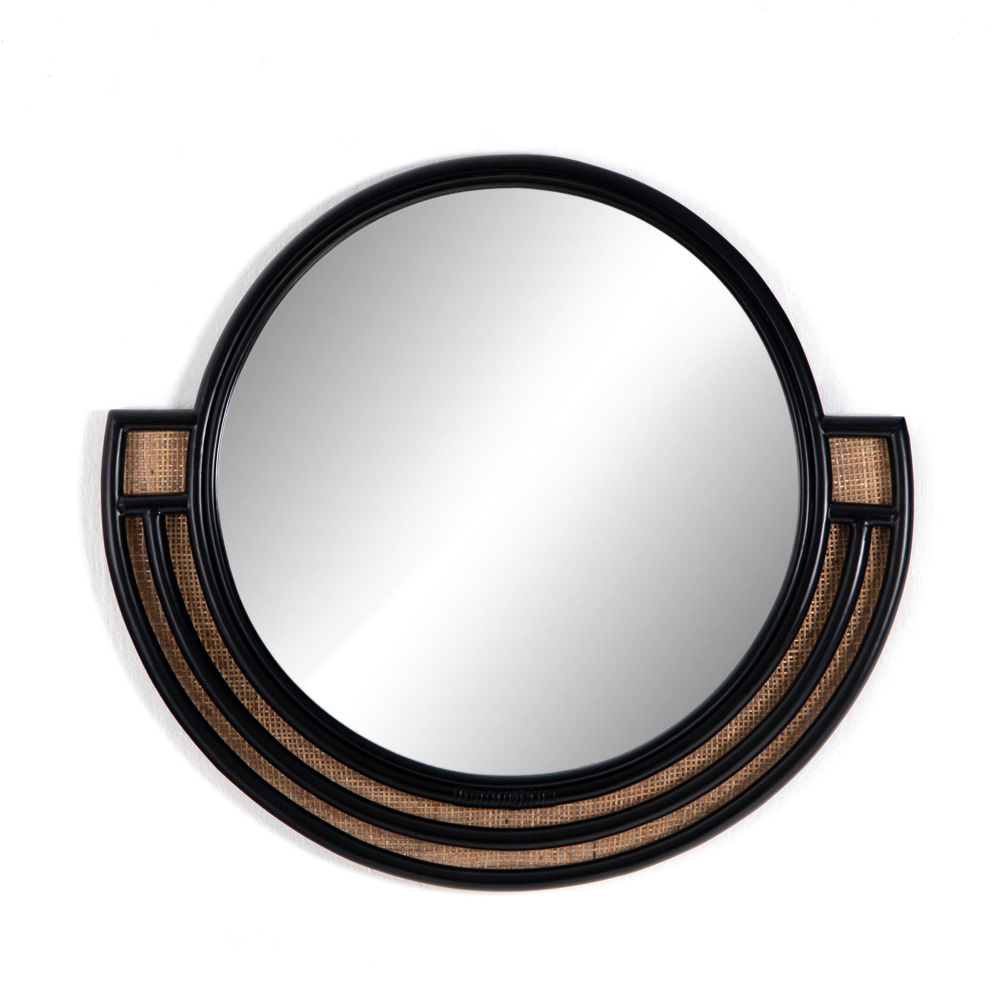 Jakarta Mirror In Black Rattan