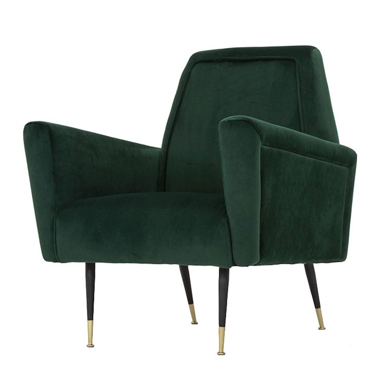 VICTOR OCCASIONAL CHAIR IN EMERALD GREEN FABRIC SEAT