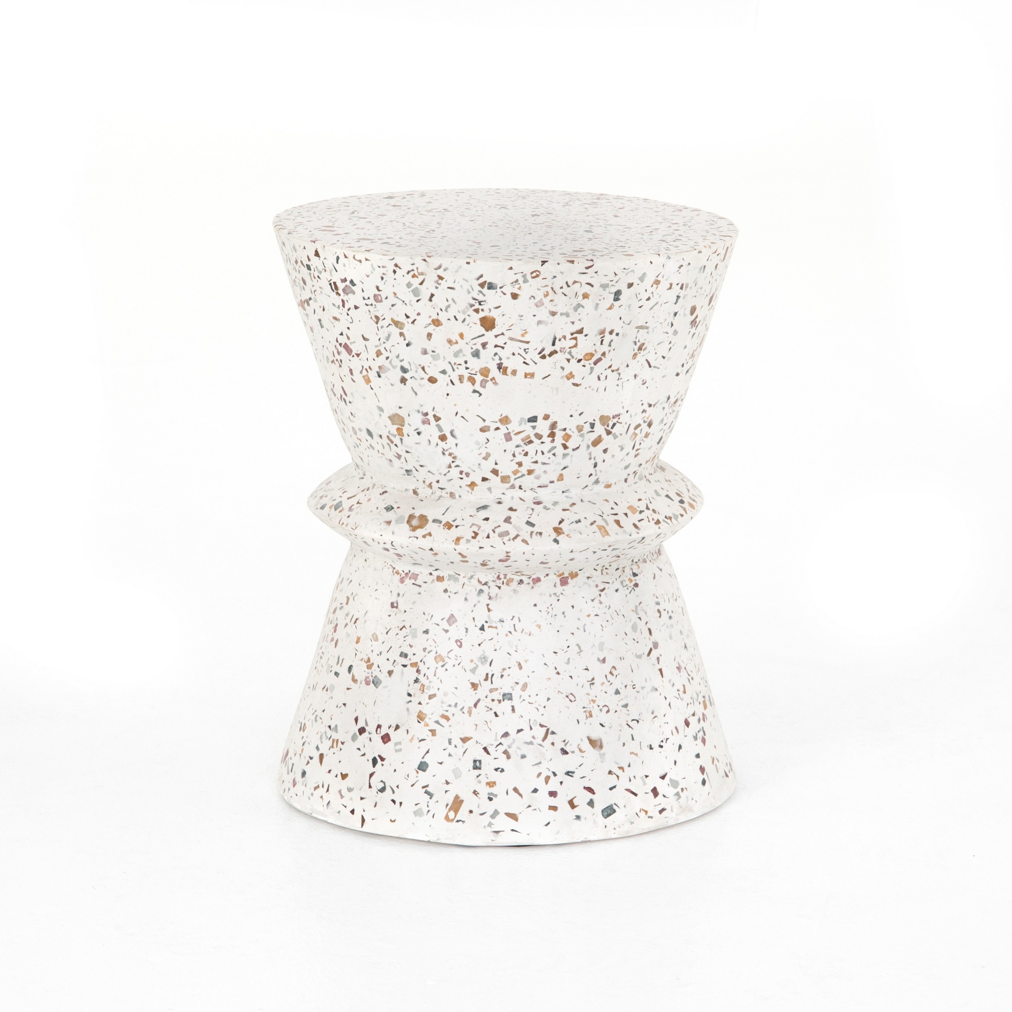Lina End Table In White Terrazzo