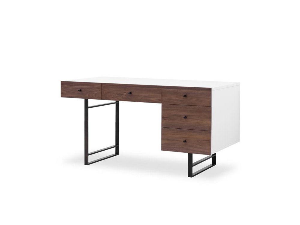 Barton Tucker Desk-White Lacquer/Walnut