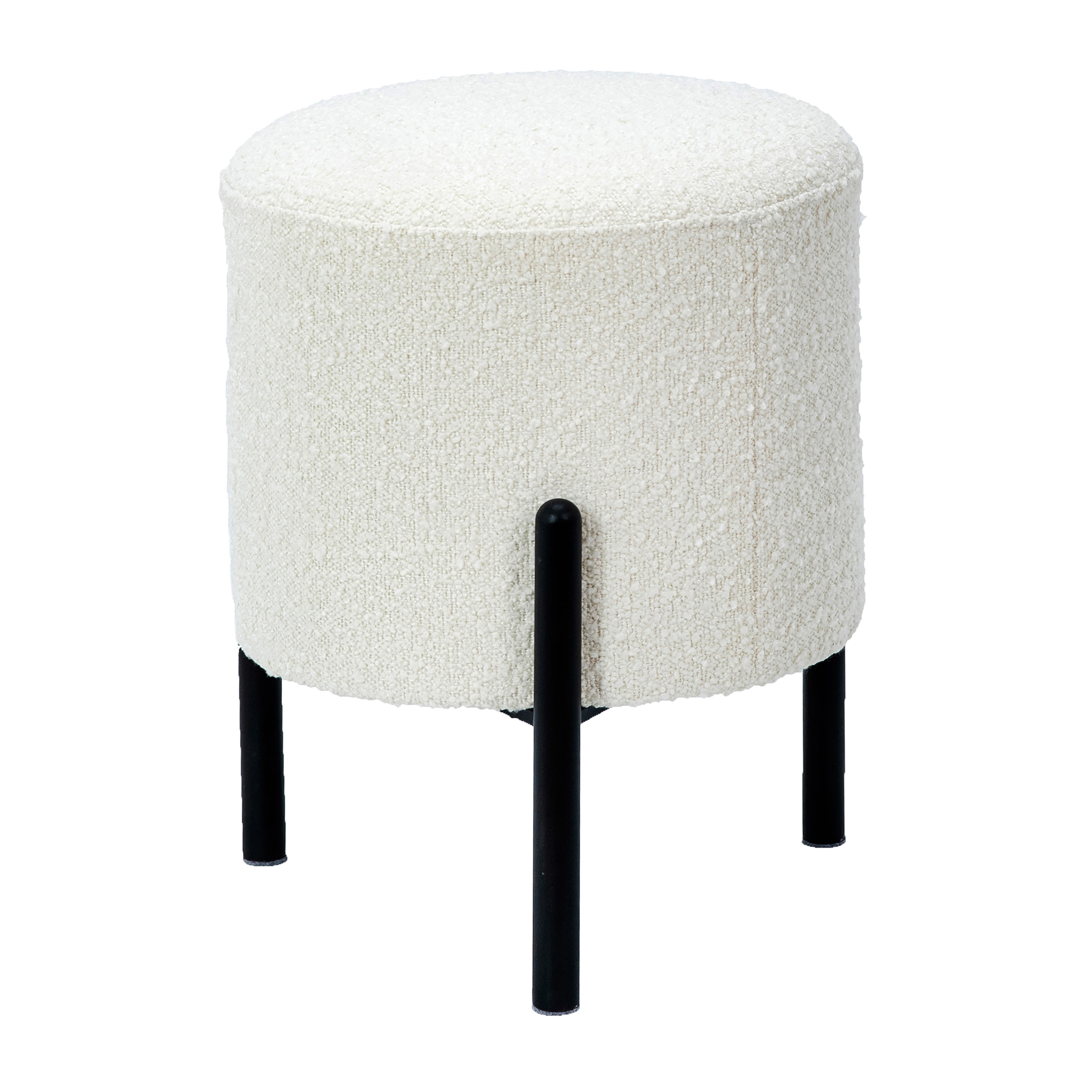 GASOL STOOL in WHITE FABRIC AND ANTIQUE BLACK LEGS